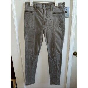 American Eagle Hi-Rise Jegging Size 12 Olive Brown Moto Front Zip Seam Pants